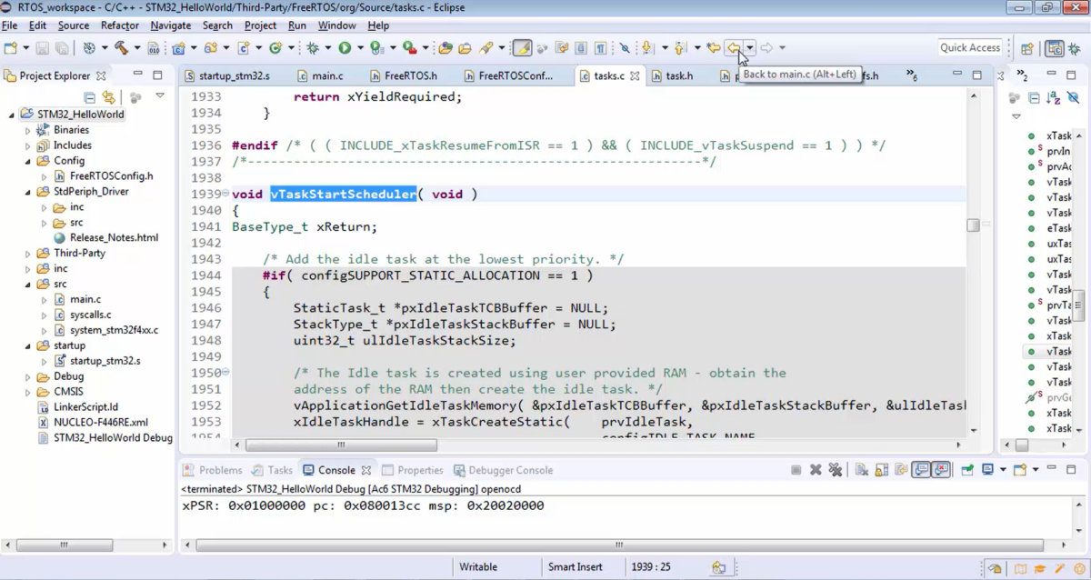 FreeRTOS Schedule Task: Execution and Debugging