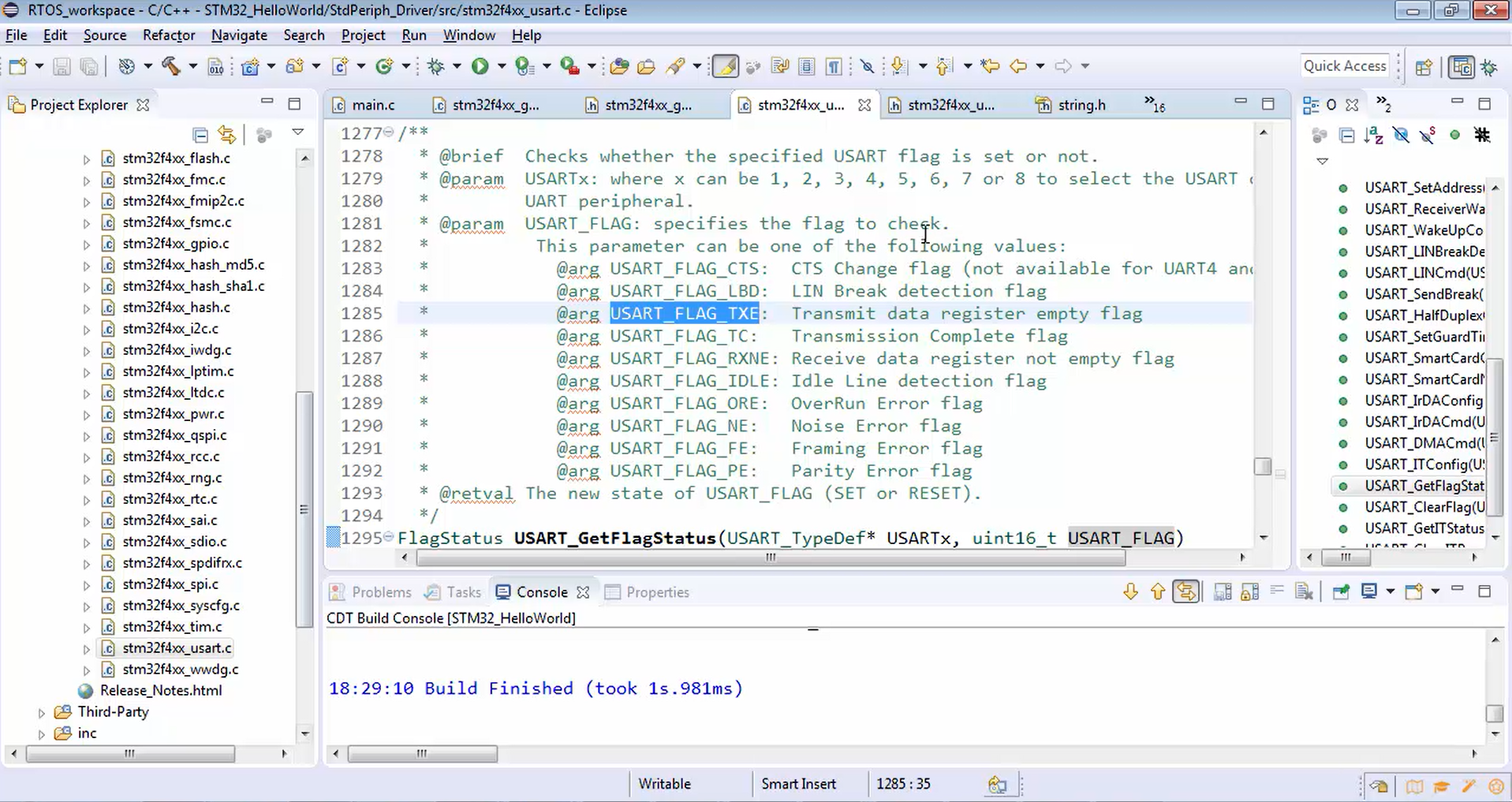 UART Printmsg implementation using std periph. library