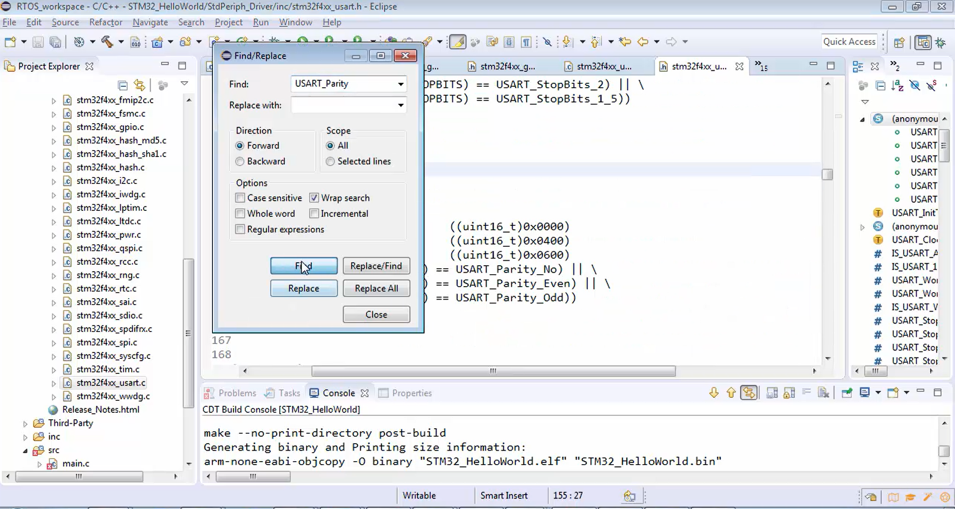 Figure 13. Searching for USART_Parity.