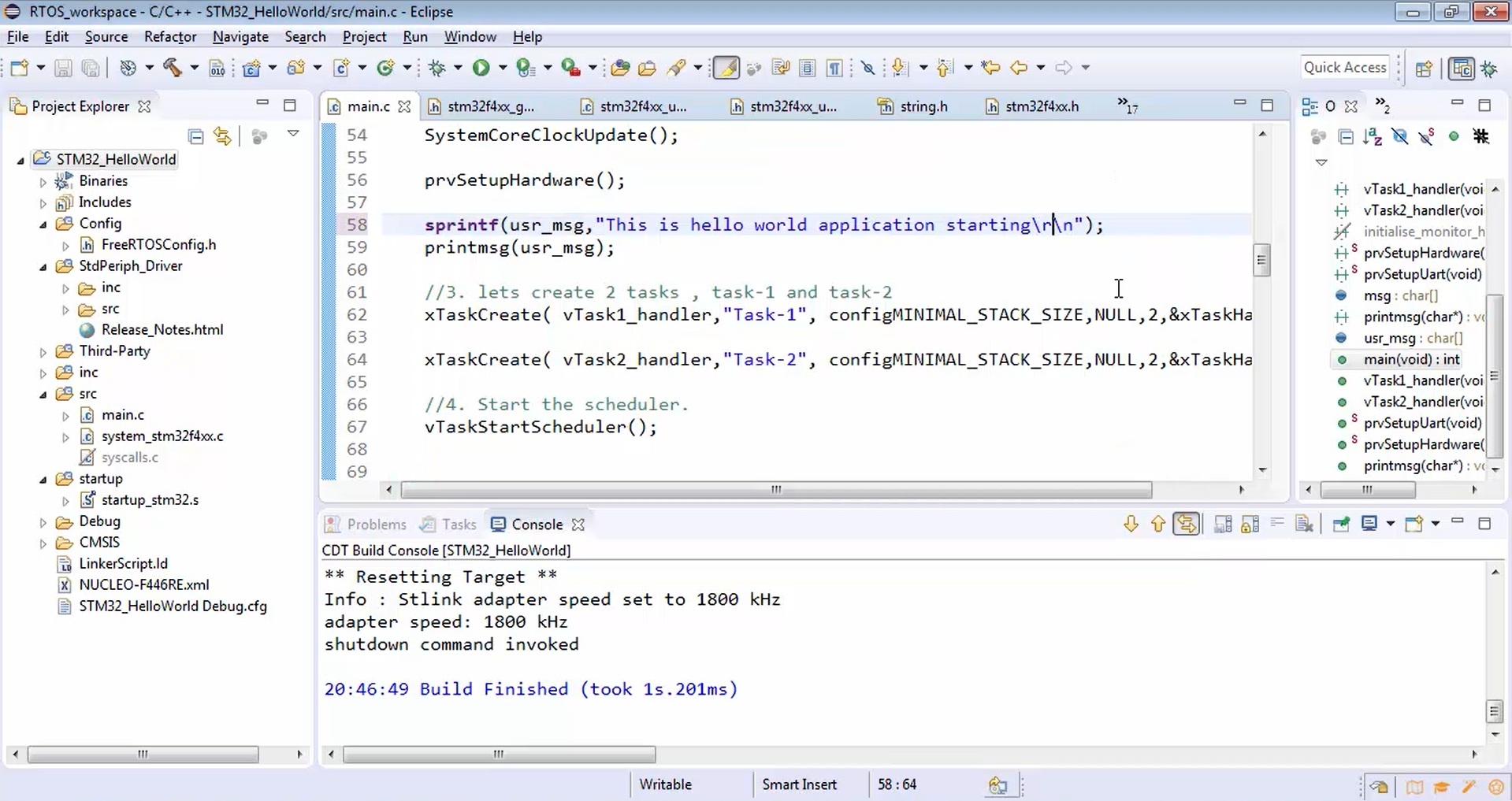 Figure 13. Adding carriage return in sprintf statement.