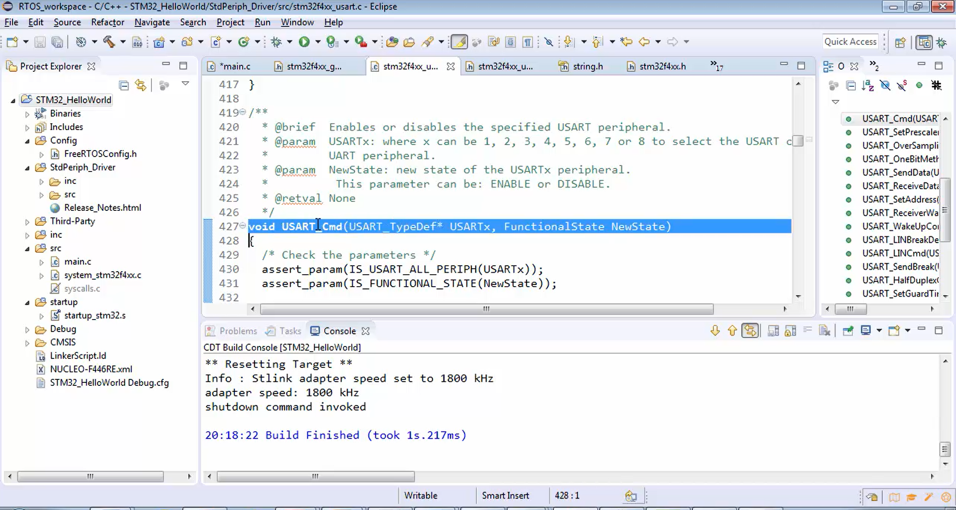 UART Printmsg implementation using std periph. library