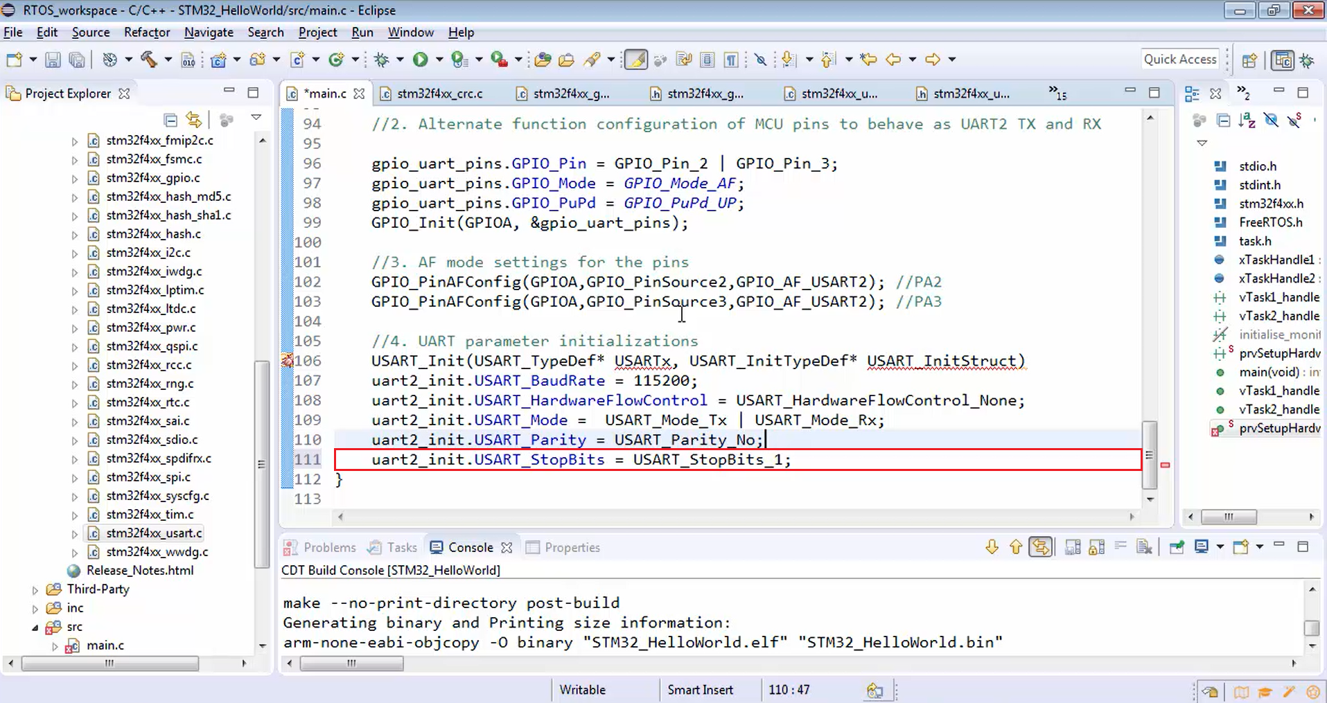 UART Parameter Inits