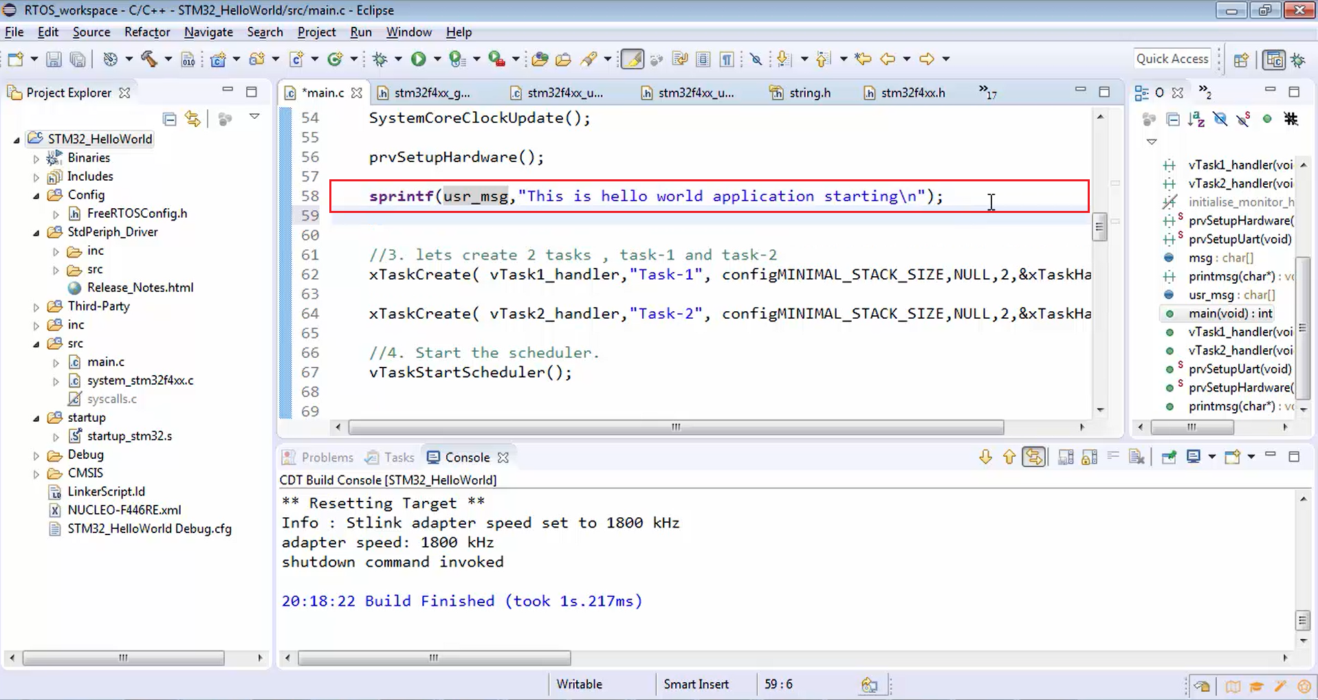 Figure 2. Populating usr-msg with some message.