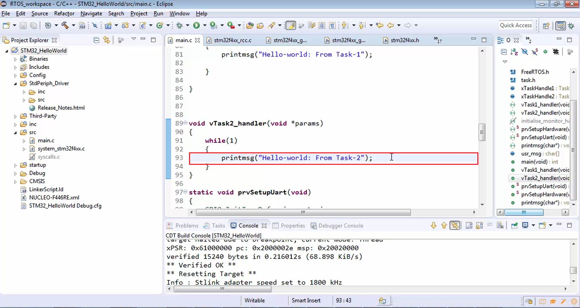 Figure 2. Call for printmsg function from task handler 2.