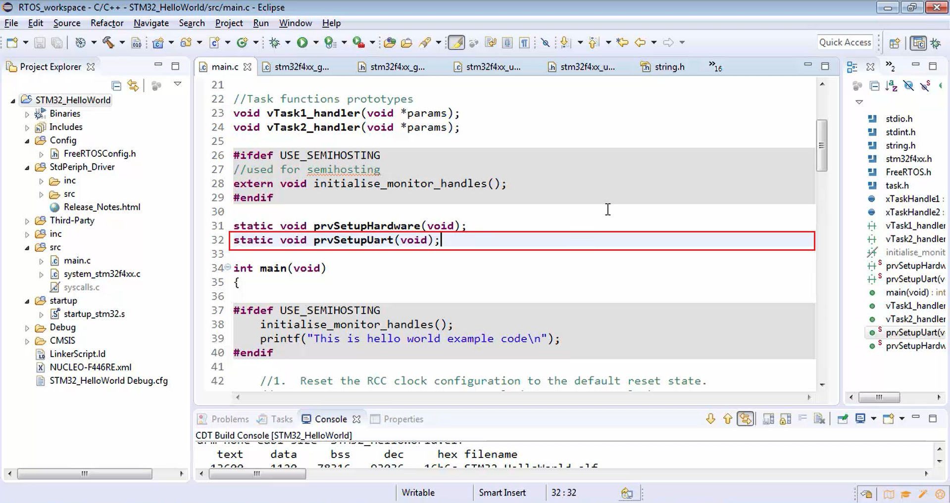 Figure 5. Prototype of prvSetupUart function.