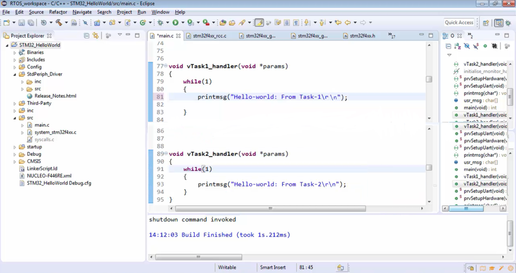 Exercise: Testing hello world application over UART | FreeRTOS