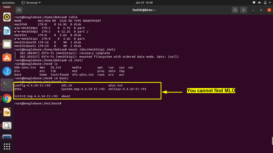 Figure 2. MLO is not found in boot directory