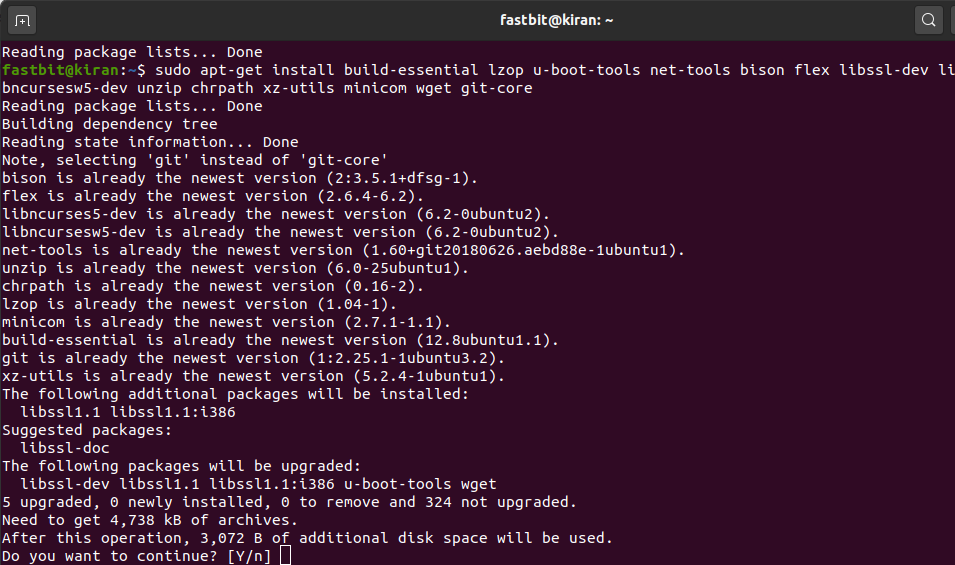 Figure 4. Installing required packages on the host