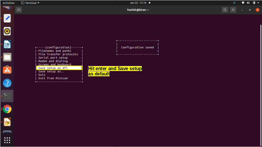  Figure 6. Saving the configuration as default