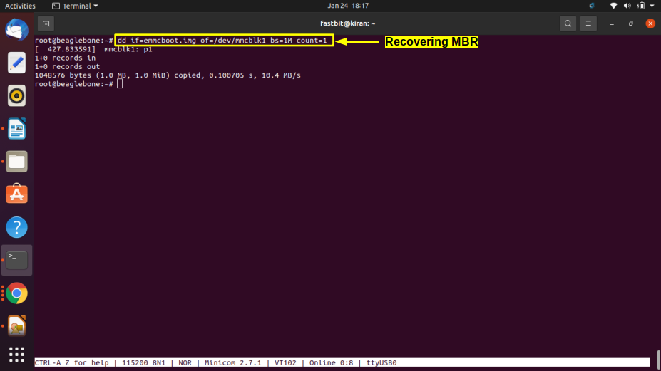 Recovering MBR using dd command