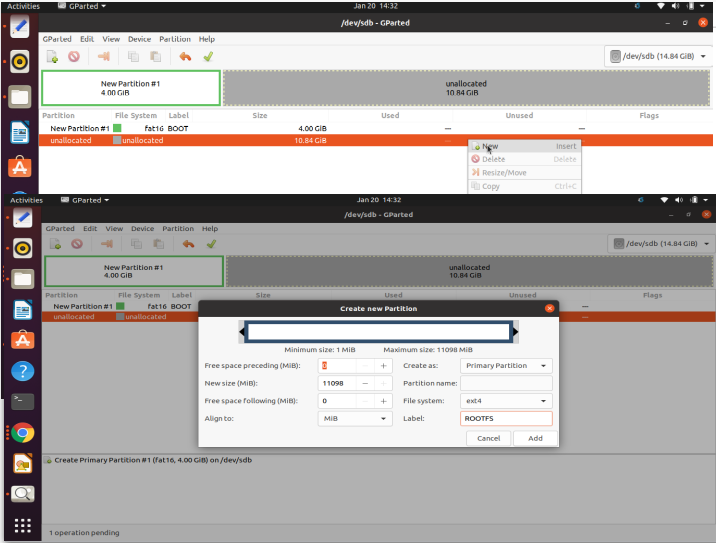 Figure 9. Creation of ext4(ROOTFS)partition.