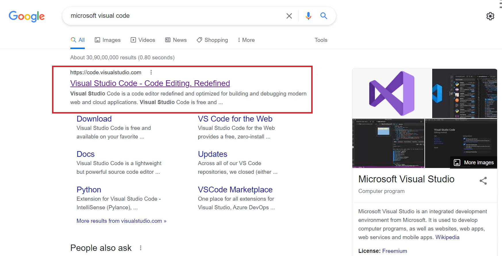 Visual studio code Website