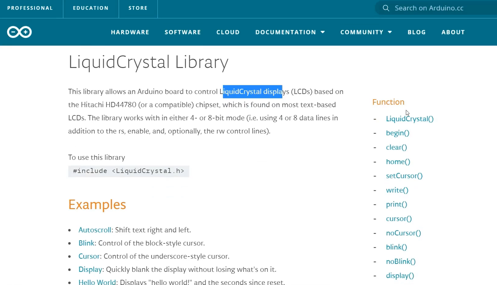 LiquidCrystal Library