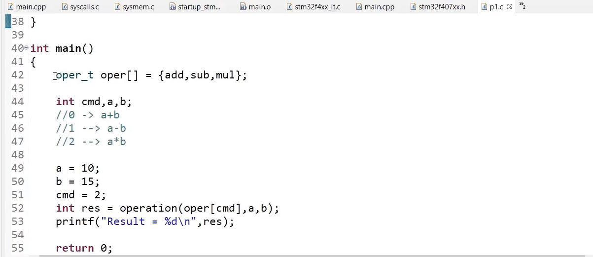 Passing function pointers as function arguments Finite State Machine