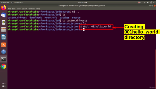 Figure 1. Create 001hello_world directory