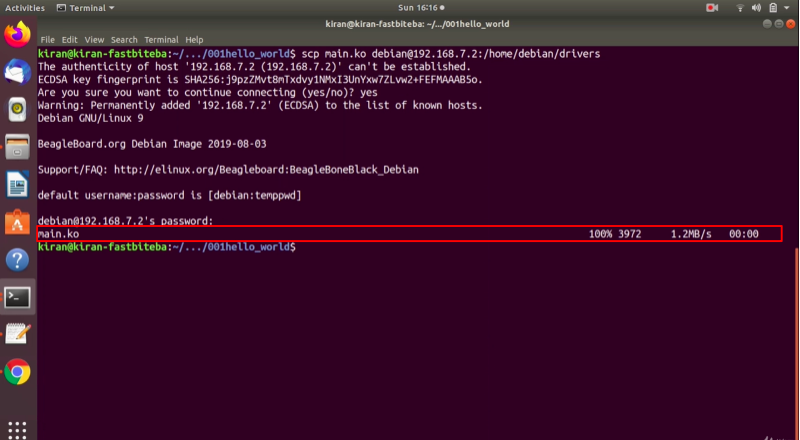 Testing of an LKM on target- .ko file linux