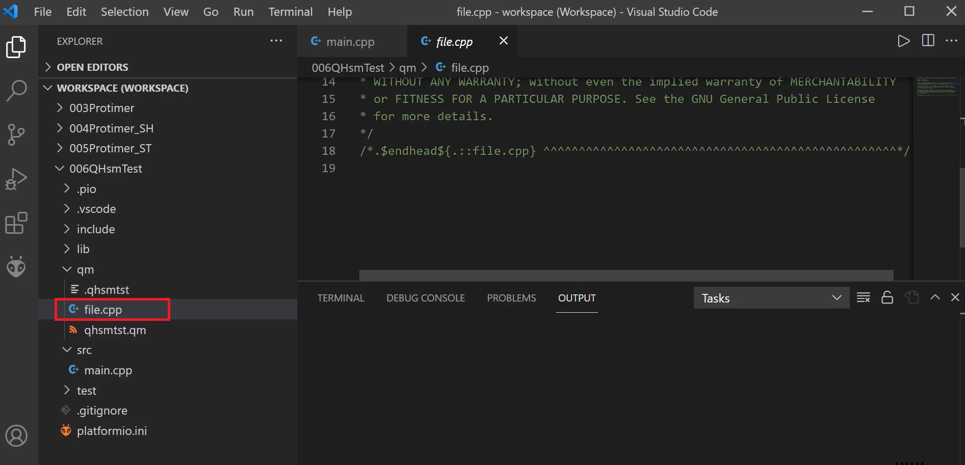 Figure 11. file.cpp file under qm folder