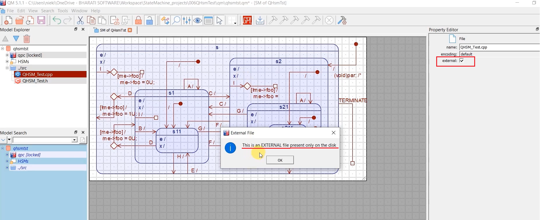 Figure 14. Mark the file as external