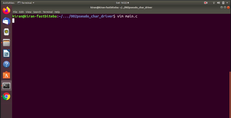 Figure 2. Edit main.c file using vim text editor