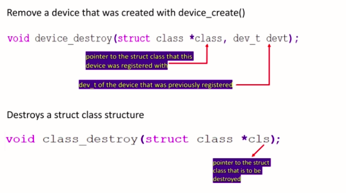 Figure 2. Device destroy and class destroy API