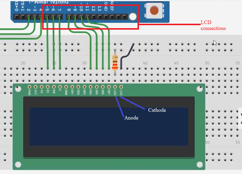 Figure 4. Arduino and 16x2 LCD connections