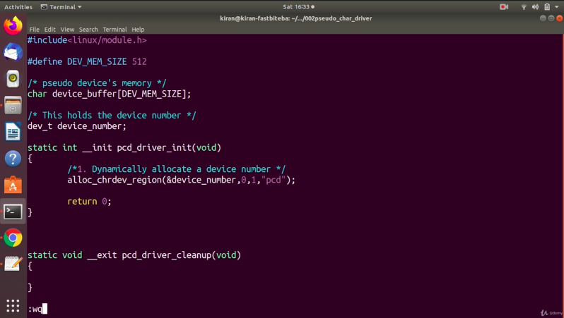 Pseudo character driver implementation