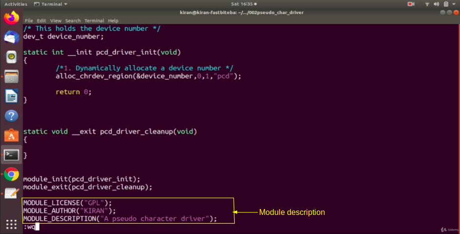Pseudo character driver implementation