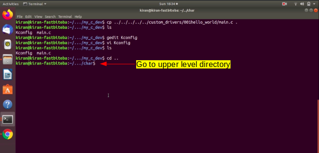 Go to upper level directory