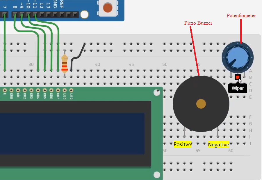 Figure 5. Potentiometer and piezo buzzer 