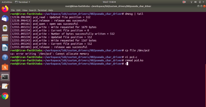 Testing pseudo char driver