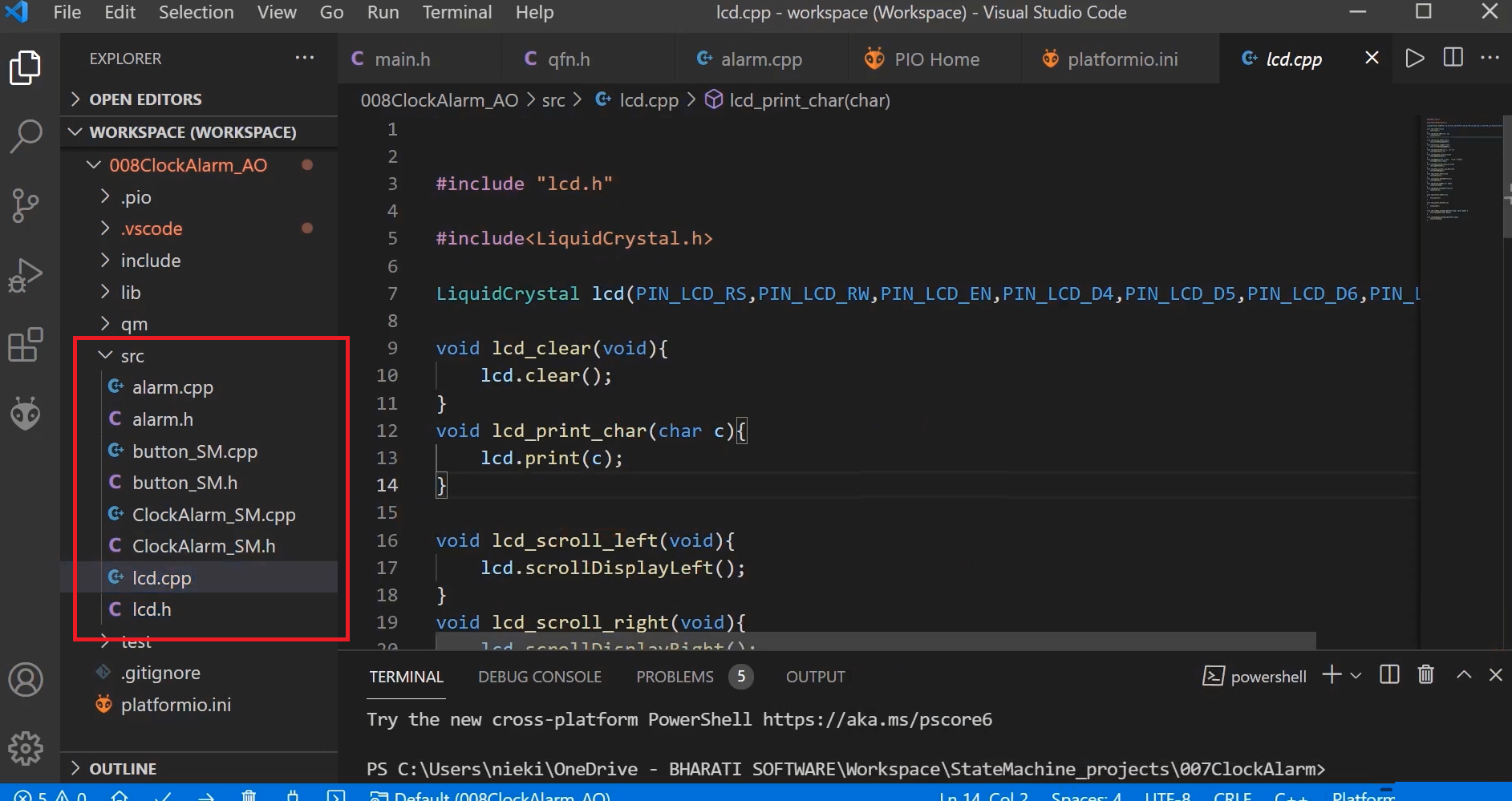 Implementation part 4 the source ClockAlarm