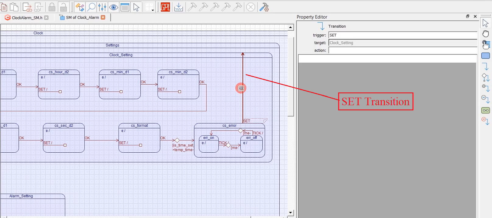 Implementing CLOCK_SETTING state part-3