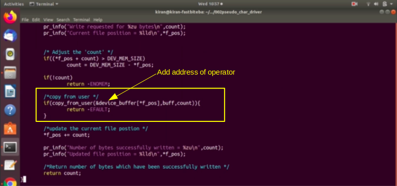 Figure 2. Address of operator