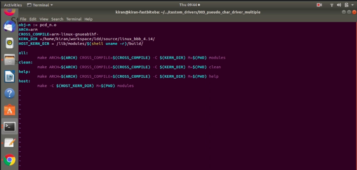 Figure 5. Changing the makefile