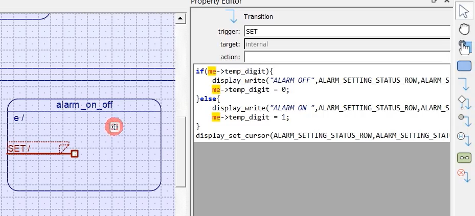 Figure 6. Alarm_on_off state QHsm state