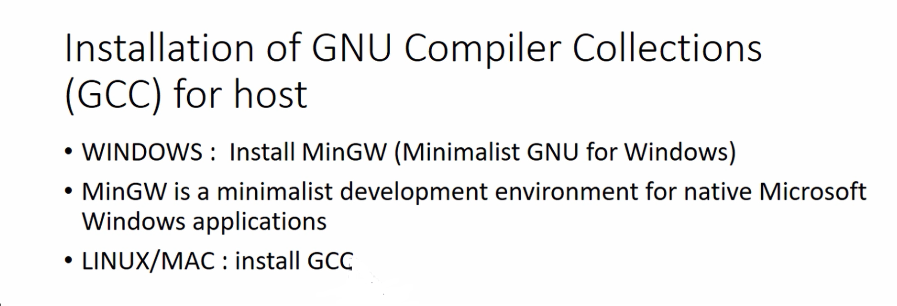 Installing compiler (GCC) for host