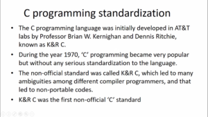 Read more about the article Microcontroller Embedded C Programming Lecture 2| History of ‘C’ and standardization