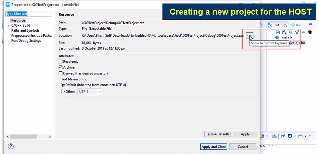 Creating a project for the HOST using STM32CubeIDE