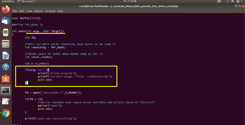 Figure 16. Edit the code to get the read count via command line