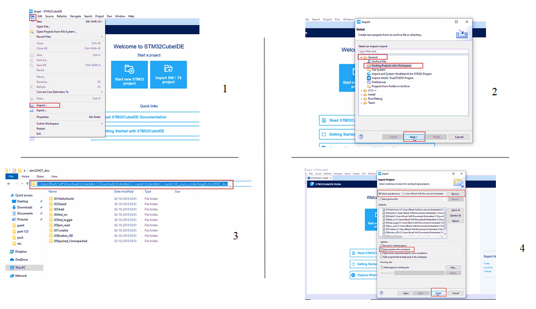 Importing projects into STM32CubeIDE workspace