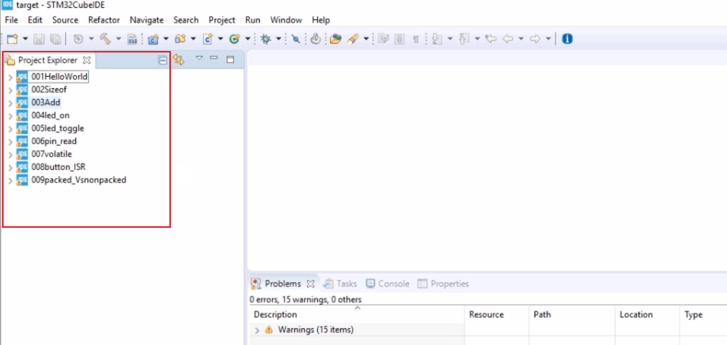 Importing projects into STM32CubeIDE workspace