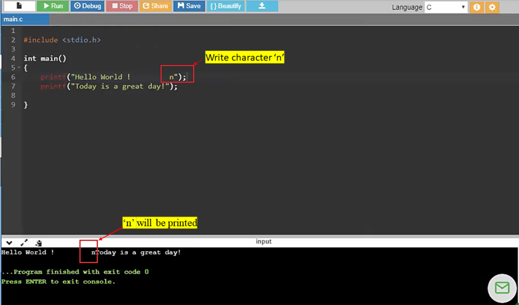 Printf Exercise Solution: Printing Text in New Lines