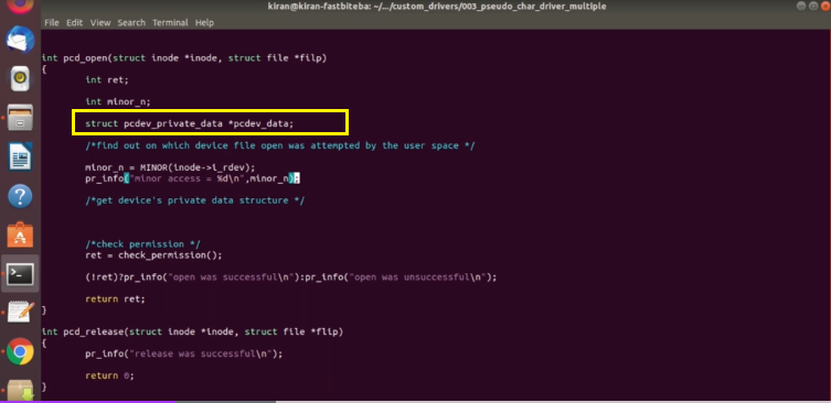 Figure 5. Creation of struct pcdev_private_data pointer