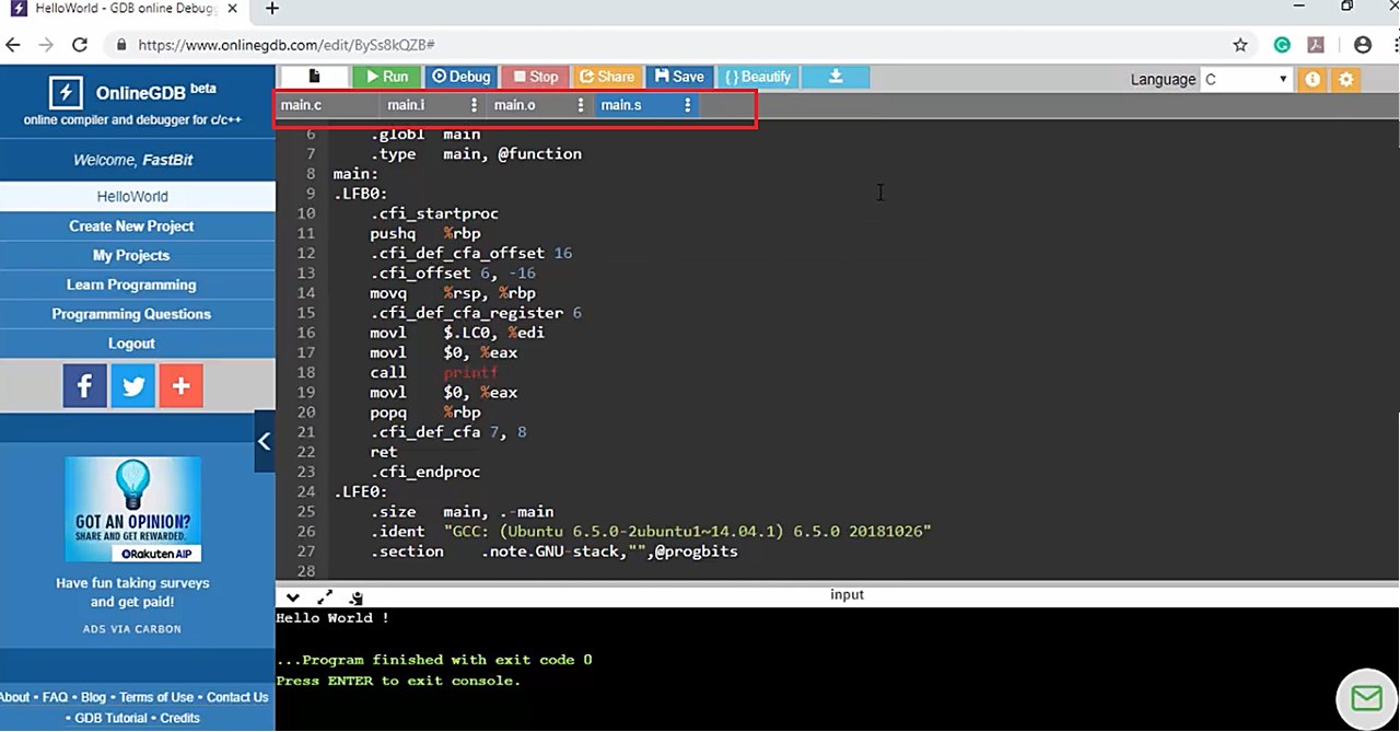 Printing 'Hello World' Using Printf in Embedded C Programming