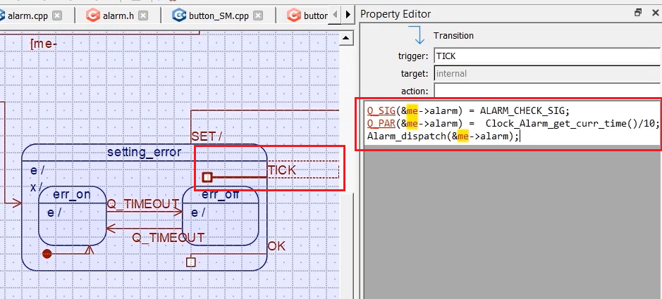 TICK transition code