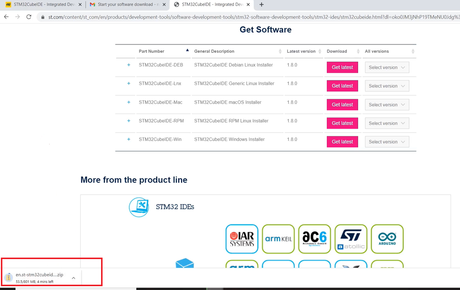 Figure 9. Downloading the STM32CubeIDE software