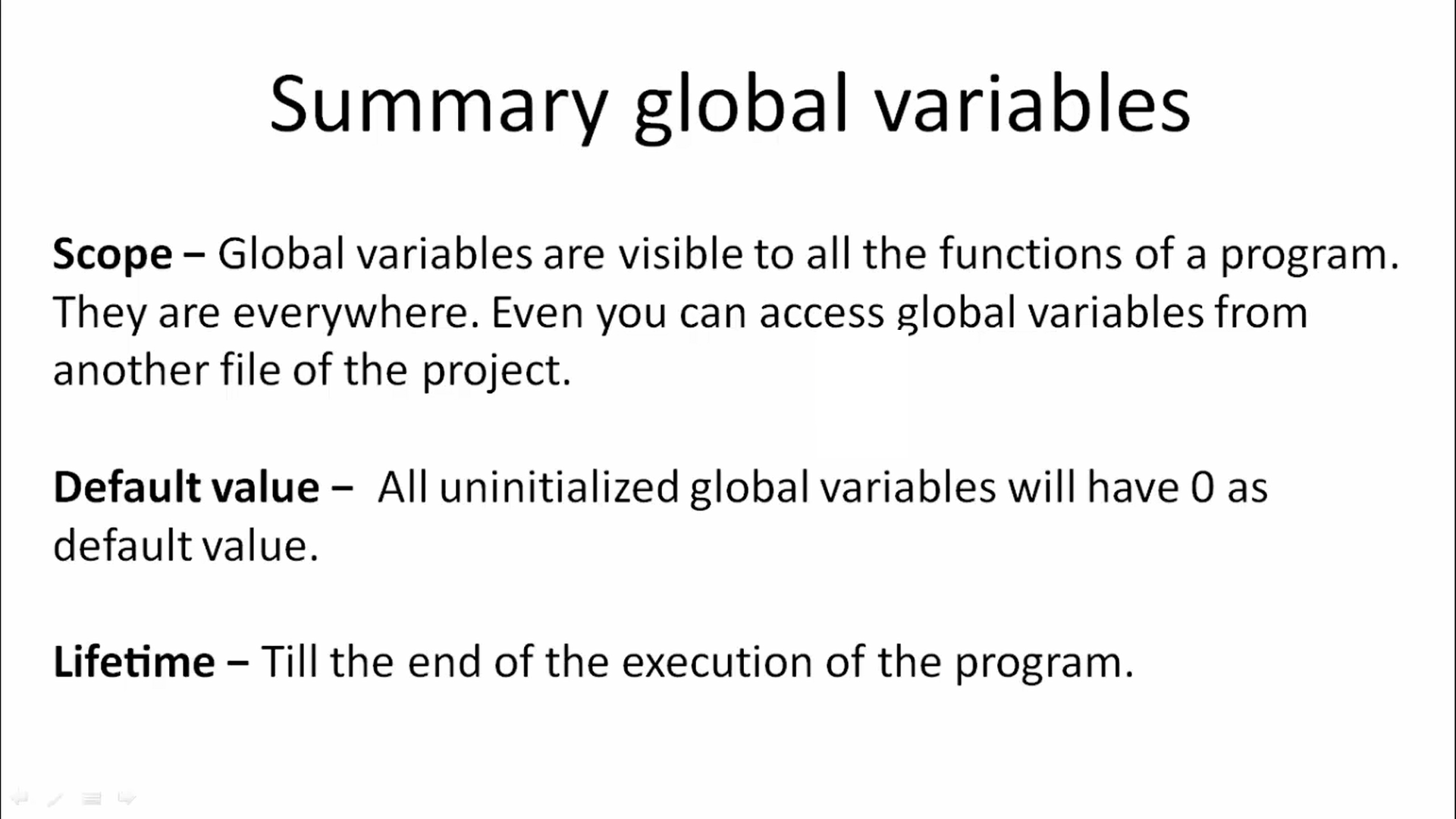 Local And Global Variables Summary Scope Lifetime Default Value