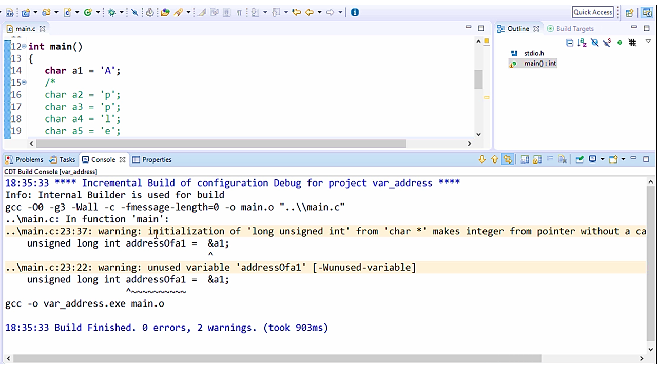 Understanding Address Variables and Type Casting in C