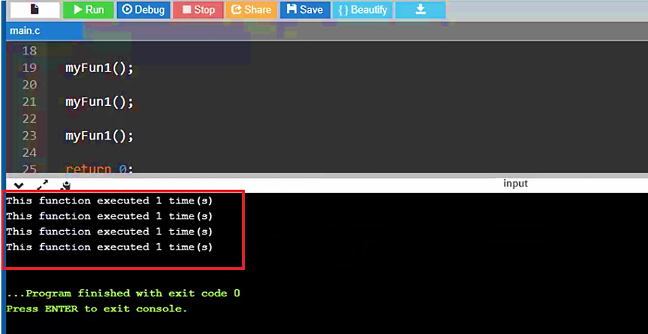 Figure 2. Output of the Program