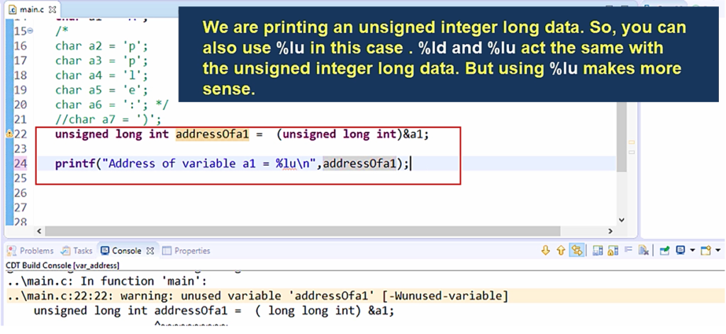 Address Variables and Type Casting in C